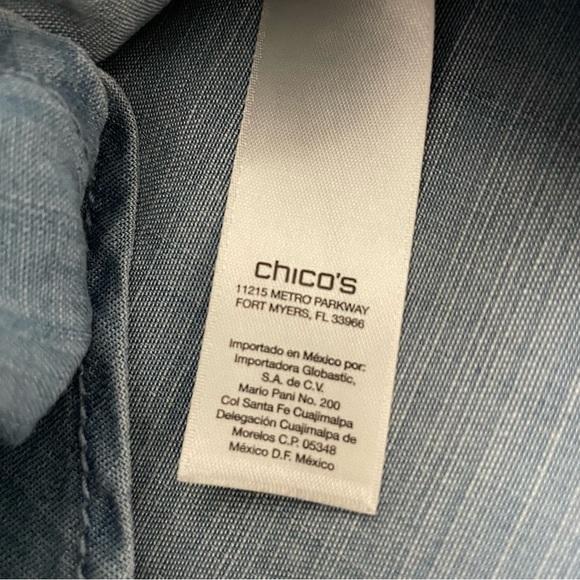 Chicos Blocked Tencel Denim Tie Front Jill Shirt - Size 1/US M-8 - Picture 6 of 12
